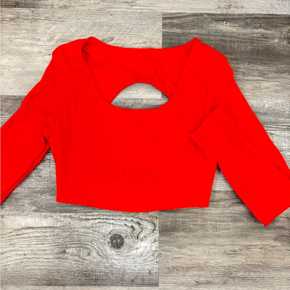 Red Longsleeve Backless Athletic Top